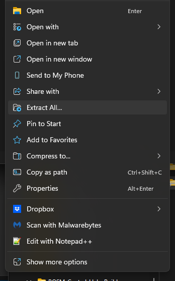Extract a POSM Central ZIP file