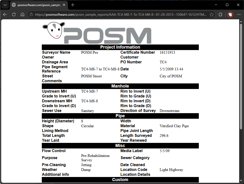 POSM inspection report title page