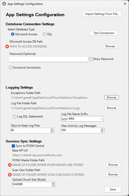 New POSM Data Sync configuration