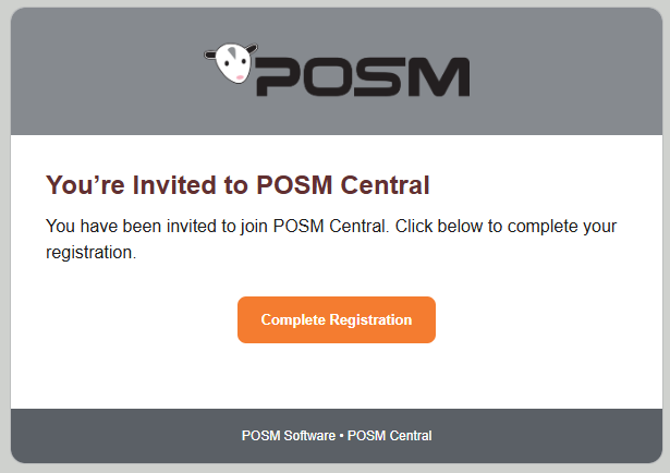 POSM Central invitation email